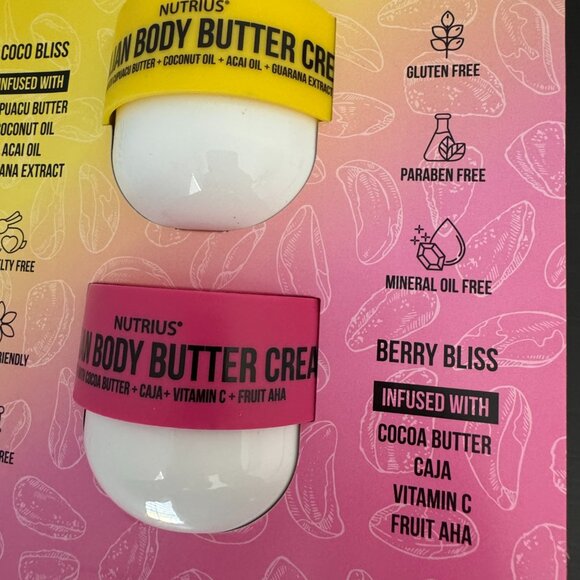 Nutrius Brazilian Body Butter Cream Duo 2-pack - Coco Bliss and Berry Bliss - Picture 7 of 16